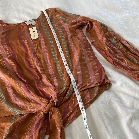 Harper Heritage Francesca’s Collections Striped Tie Front Long Sleeve Top Size M - Picture 8 of 10